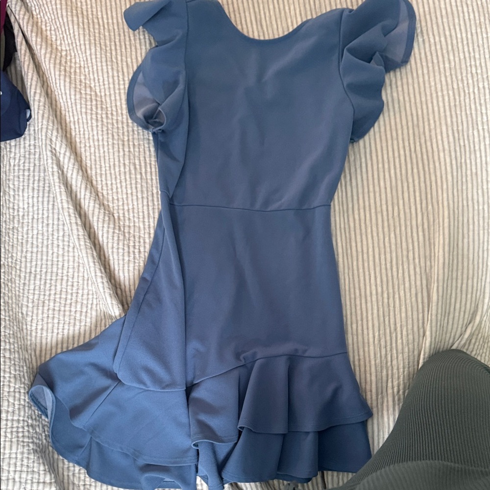 Elegant Blue Ruffle Dress